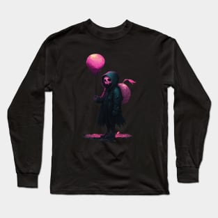 Spooky Skeleton - Goth Girl with a Pink Balloon Long Sleeve T-Shirt